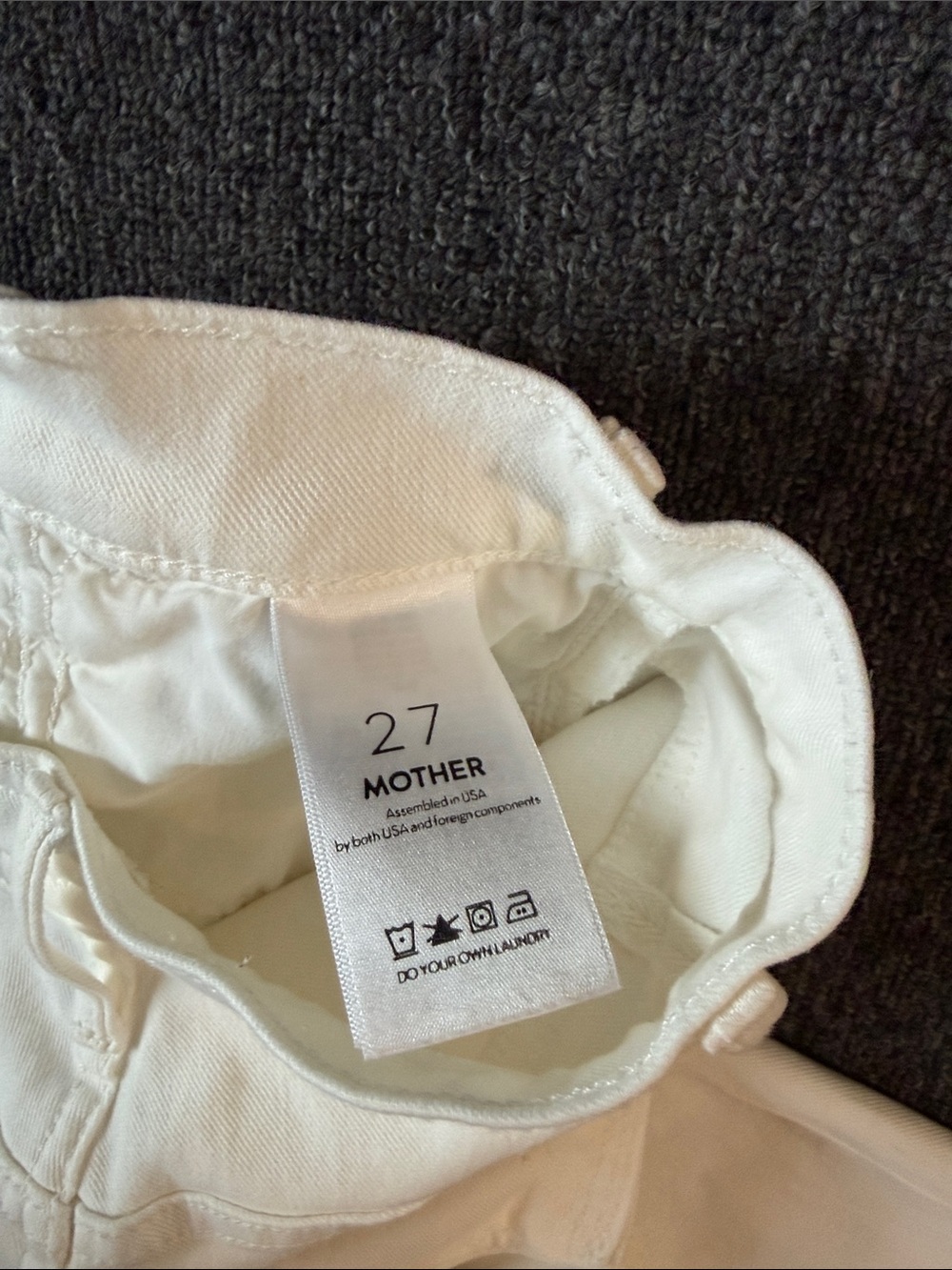 MOTHER The Hustler Ankle Fray Jeans White Size 27 High Rise Raw Hem Cropped - Picture 6 of 9
